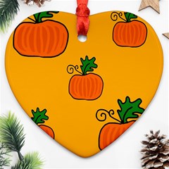 Thanksgiving Pumpkins Pattern Heart Ornament (2 Sides) by Valentinaart