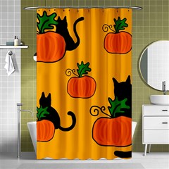 Halloween Pumpkins And Cats Shower Curtain 48  X 72  (small)  by Valentinaart