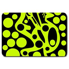 Green And Black Abstract Art Large Doormat  by Valentinaart