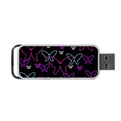 Purple Butterflies Pattern Portable Usb Flash (two Sides) by Valentinaart