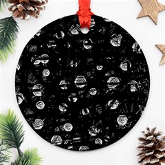 Black And Gray Soul Round Ornament (two Sides)  by Valentinaart