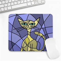 Artistic Cat - Yellow Large Mousepads by Valentinaart