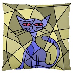 Artistic Cat - Blue Standard Flano Cushion Case (two Sides) by Valentinaart