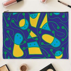 Playful Abstract Art - Blue And Yellow Cosmetic Bag (xxxl) 