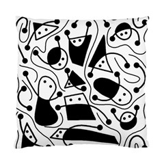 Playful Abstract Art - White And Black Standard Cushion Case (one Side) by Valentinaart