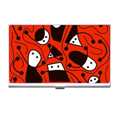 Playful Abstract Art - Red Business Card Holders by Valentinaart