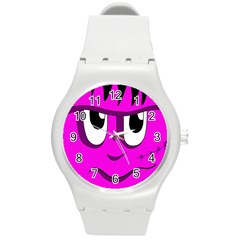 Halloween - Pink Frankenstein Round Plastic Sport Watch (m) by Valentinaart