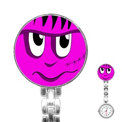 Halloween - Pink Frankenstein Stainless Steel Nurses Watch by Valentinaart