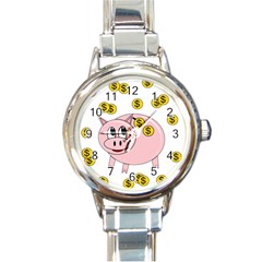 Piggy Bank  Round Italian Charm Watch by Valentinaart