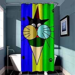 Ice Cream Cat Shower Curtain 36  X 72  (stall)  by Valentinaart