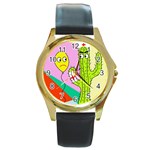 Health insurance  Round Gold Metal Watch Front