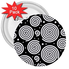 Black And White Hypnoses 3  Buttons (10 Pack)  by Valentinaart