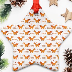 Fox And Laurel Pattern Star Ornament (two Sides)  by TanyaDraws