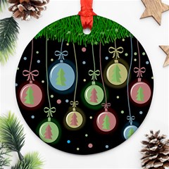 Christmas Balls - Pastel Round Ornament (two Sides)  by Valentinaart