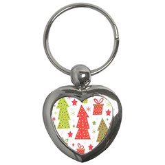 Christmas Design - Green And Red Key Chains (heart)  by Valentinaart