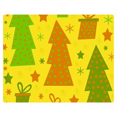 Christmas Design - Yellow Double Sided Flano Blanket (medium)  by Valentinaart