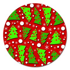 Twisted Christmas Trees Magnet 5  (round) by Valentinaart