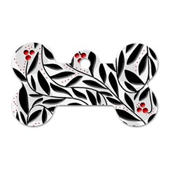 Red, Black And White Elegant Pattern Dog Tag Bone (two Sides) by Valentinaart