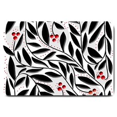 Red, Black And White Elegant Pattern Large Doormat  by Valentinaart