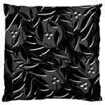 Black floral design Large Flano Cushion Case (Two Sides) Front