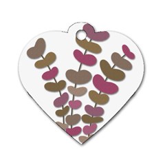 Magenta Decorative Plant Dog Tag Heart (two Sides) by Valentinaart