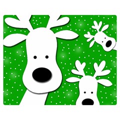 Christmas Reindeer - Green 2 Double Sided Flano Blanket (medium)  by Valentinaart