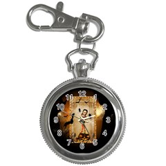 Halloween, Cute Girl With Pumpkin And Spiders Key Chain Watches