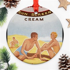 Vintage Summer Sunscreen Advertisement Round Ornament (two Sides) 