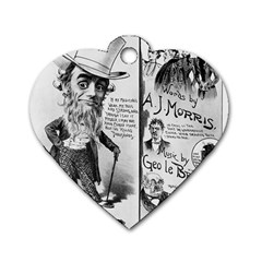 Vintage Song Sheet Lyrics Black White Typography Dog Tag Heart (one Side) by yoursparklingshop