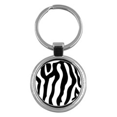 Zebra Horse Skin Pattern Black And White Key Chains (round) 