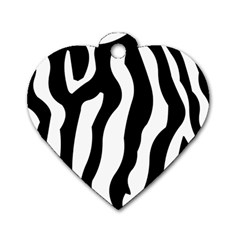 Zebra Horse Skin Pattern Black And White Dog Tag Heart (two Sides)