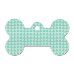 Mint Color Triangle Pattern Dog Tag Bone (two Sides)