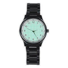 Mint Color Triangle Pattern Stainless Steel Round Watch