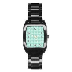 Mint Color Triangle Pattern Stainless Steel Barrel Watch