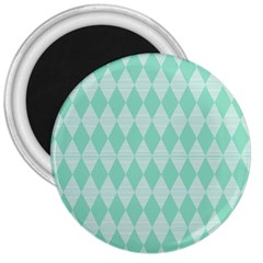 Mint Color Diamond Shape Pattern 3  Magnets