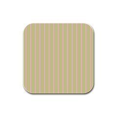 Summer Sand Color Pink Stripes Rubber Square Coaster (4 Pack) 