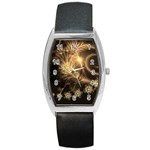 Golden feather and ball decoration Barrel Style Metal Watch Front