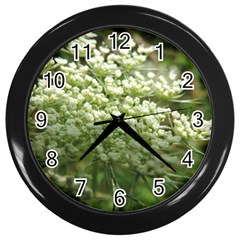 White Summer Flowers Wall Clocks (black)