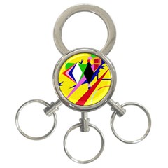 Yellow Abstraction 3-ring Key Chains