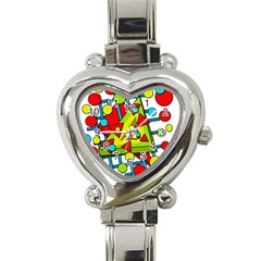 Crazy Geometric Art Heart Italian Charm Watch