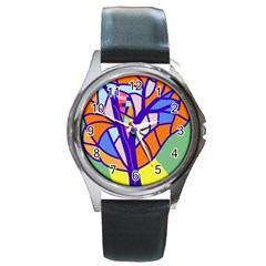 Decorative Tree 4 Round Metal Watch