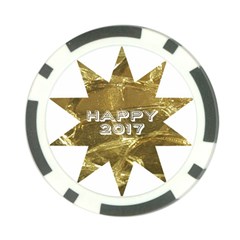 Happy New Year 2017 Gold White Star Poker Chip Card Guards (10 Pack)  by yoursparklingshop