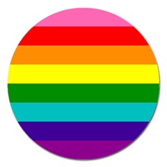 Colorful Stripes Lgbt Rainbow Flag Magnet 5  (round) by yoursparklingshop