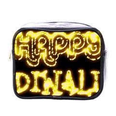 Happy Diwali Yellow Black Typography Mini Toiletries Bags