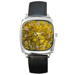 Nature, Yellow Orange Tree Photography Square Metal Watch