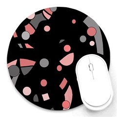 Pink And Gray Abstraction Round Mousepads