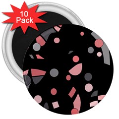 Pink And Gray Abstraction 3  Magnets (10 Pack) 