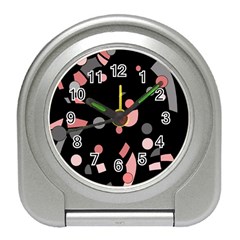 Pink And Gray Abstraction Travel Alarm Clocks