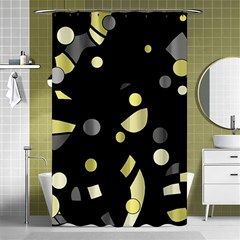 Yellow And Gray Abstract Art Shower Curtain 48  X 72  (small) 