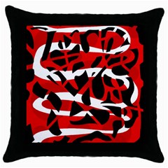 Red Chaos Throw Pillow Case (black) by Valentinaart